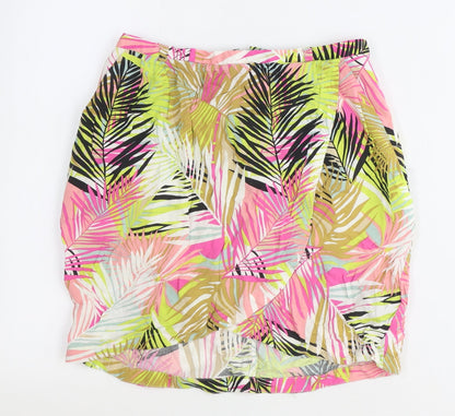 H&M Womens Multicoloured Floral Viscose Tulip Skirt Size 8 Zip