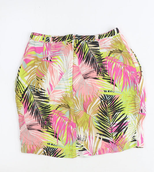 H&M Womens Multicoloured Floral Viscose Tulip Skirt Size 8 Zip
