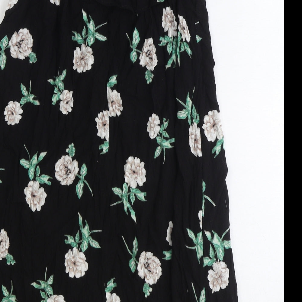 Dorothy Perkins Womens Black Floral Polyester Trapeze & Swing Size 10 Off the Shoulder Pullover