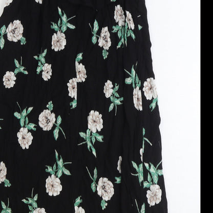 Dorothy Perkins Womens Black Floral Polyester Trapeze & Swing Size 10 Off the Shoulder Pullover