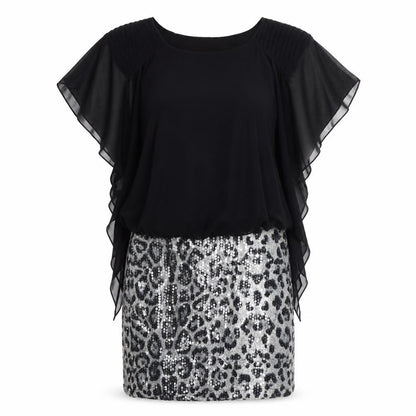 Boohoo Womens Black Animal Print Polyester A-Line Size 10 Round Neck Pullover - Leopard Pattern