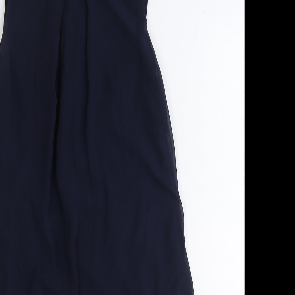 Primark Womens Blue Polyester A-Line Size 8 Boat Neck Button