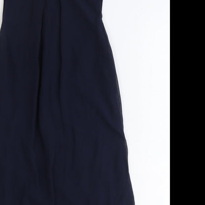 Primark Womens Blue Polyester A-Line Size 8 Boat Neck Button