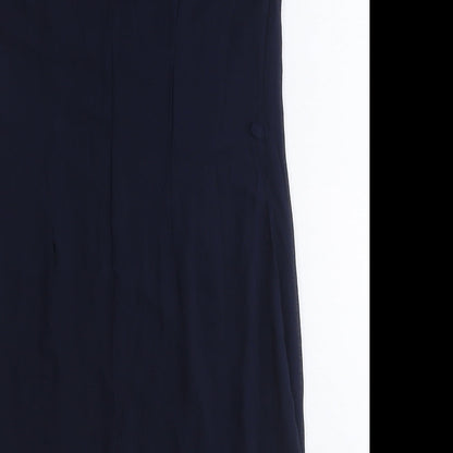 Primark Womens Blue Polyester A-Line Size 8 Boat Neck Button