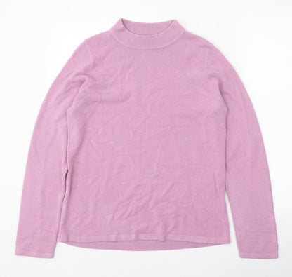 Classic Womens Pink Mock Neck Acrylic Pullover Jumper Size 12