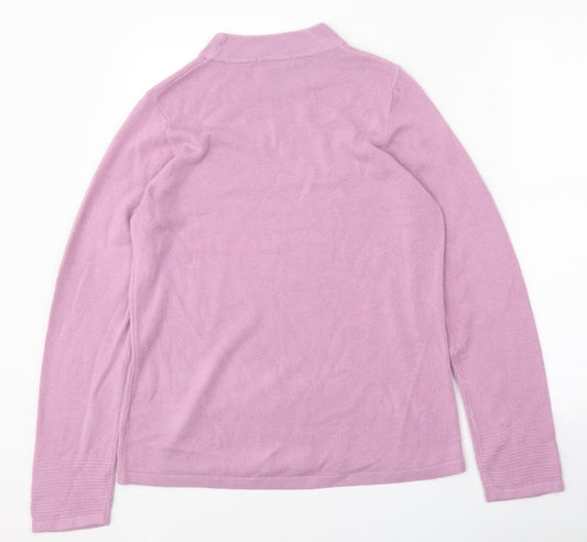 Classic Womens Pink Mock Neck Acrylic Pullover Jumper Size 12