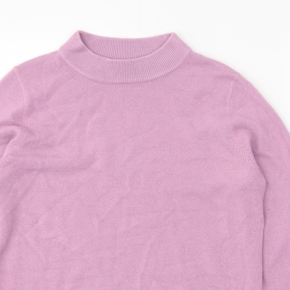 Classic Womens Pink Mock Neck Acrylic Pullover Jumper Size 12