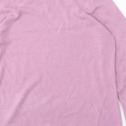 Classic Womens Pink Mock Neck Acrylic Pullover Jumper Size 12