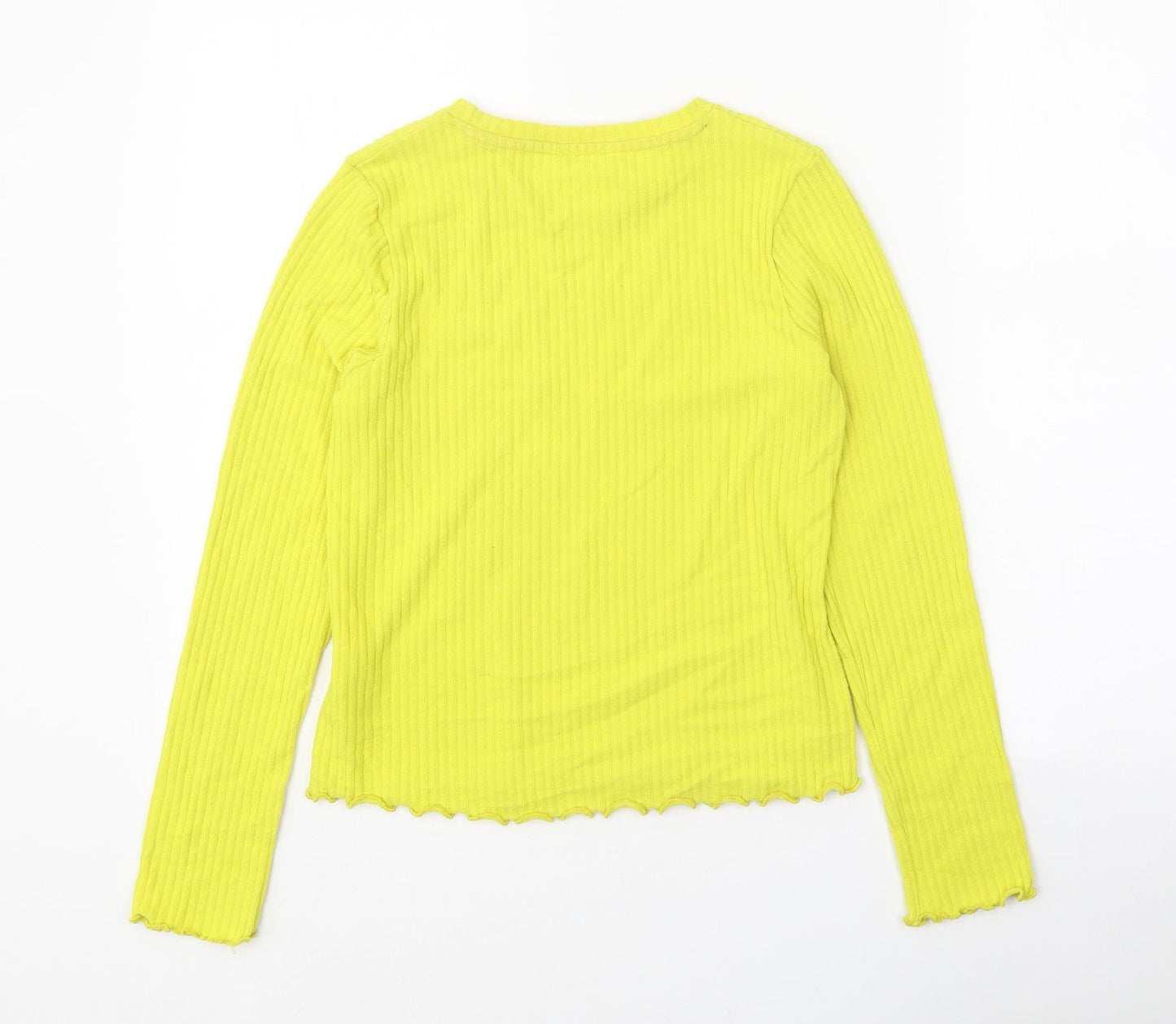 Marks and Spencer Girls Yellow Round Neck Polyester Pullover Jumper Size 11-12 Years Pullover
