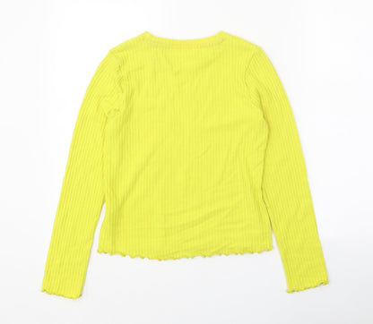 Marks and Spencer Girls Yellow Round Neck Polyester Pullover Jumper Size 11-12 Years Pullover