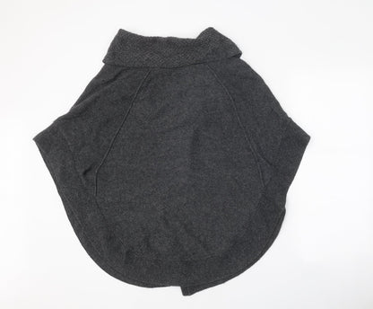 Crafted Womens Grey Roll Neck Acrylic Cape Jumper Size 10