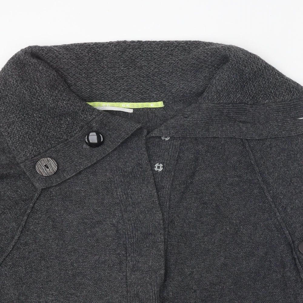 Crafted Womens Grey Roll Neck Acrylic Cape Jumper Size 10