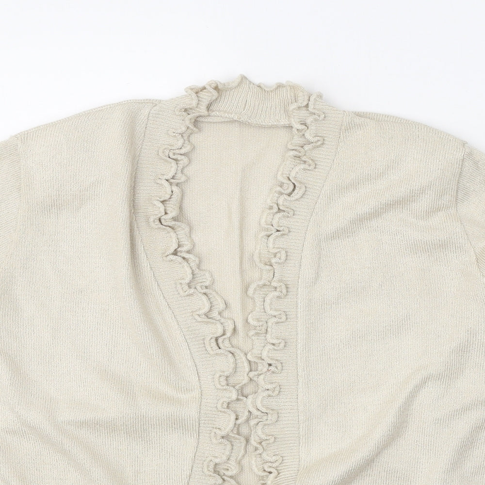Womens UK Size 4 Preworn Beige Cardigan Jumper