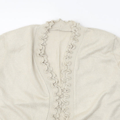 Womens UK Size 4 Preworn Beige Cardigan Jumper