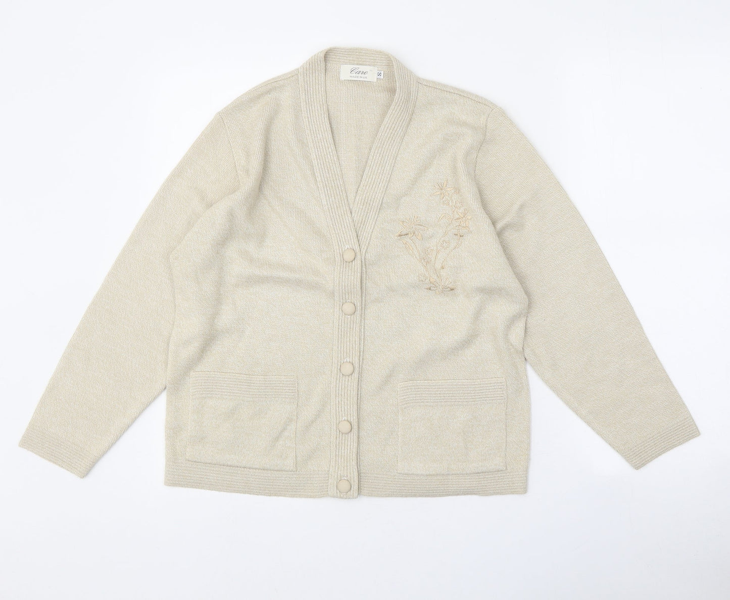 Womens UK Size S Care Beige Cardigan Jumper