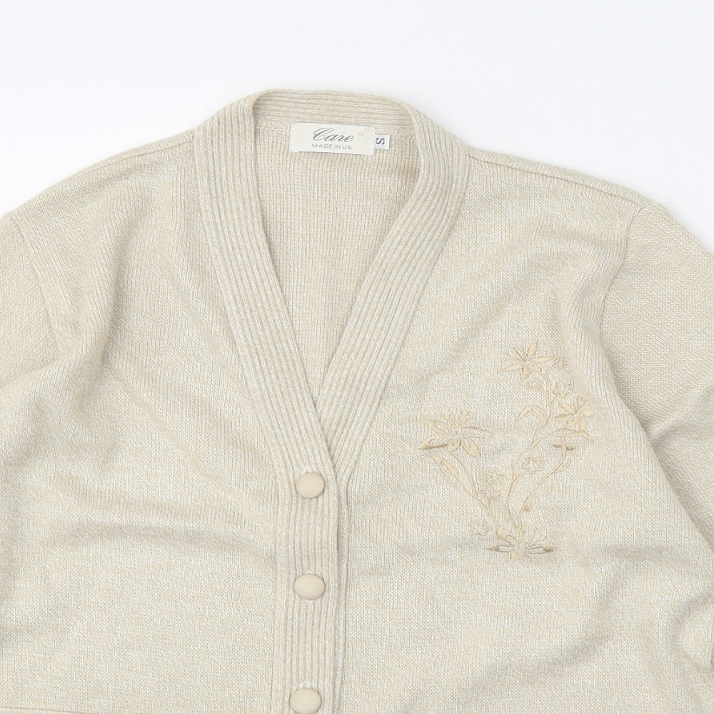 Womens UK Size S Care Beige Cardigan Jumper