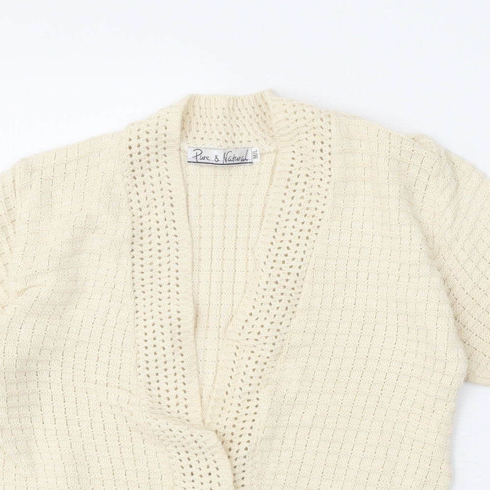 Womens UK Size M Pure & Natural Beige Cardigan Jumper