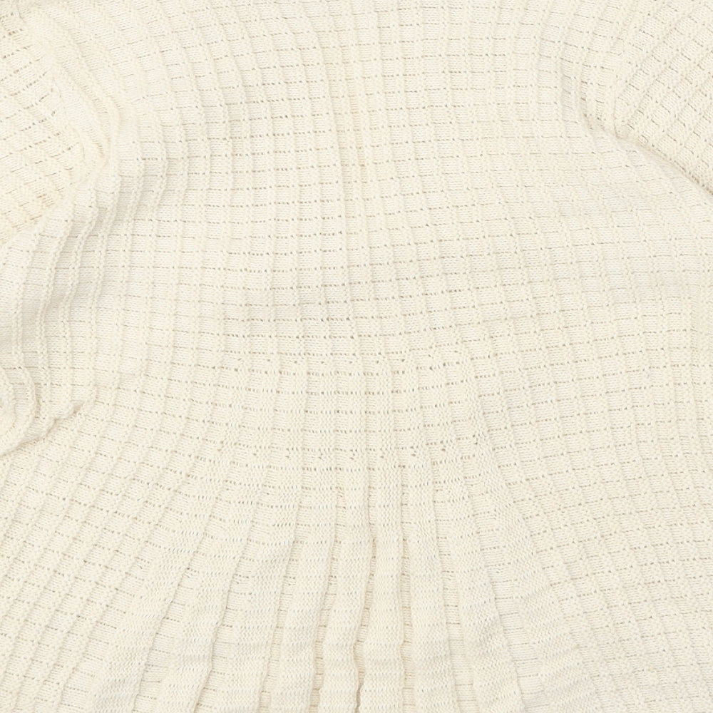 Womens UK Size M Pure & Natural Beige Cardigan Jumper