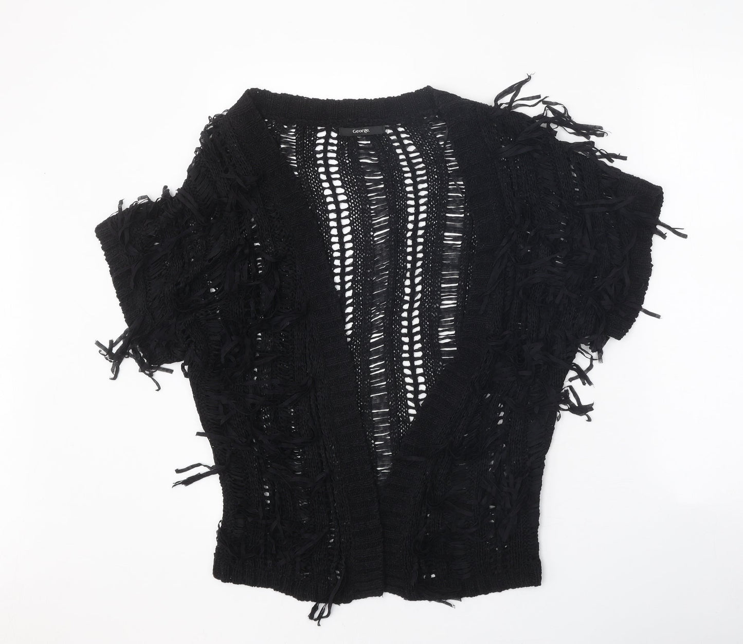 George Womens Black V-Neck Acrylic Cardigan Jumper Size 12