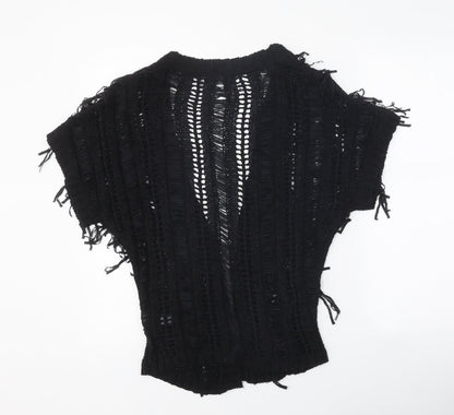 George Womens Black V-Neck Acrylic Cardigan Jumper Size 12