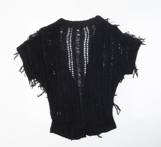 George Womens Black V-Neck Acrylic Cardigan Jumper Size 12