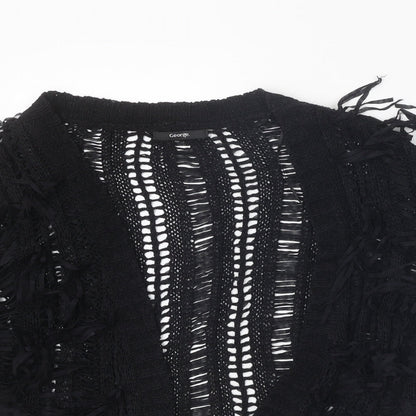 George Womens Black V-Neck Acrylic Cardigan Jumper Size 12