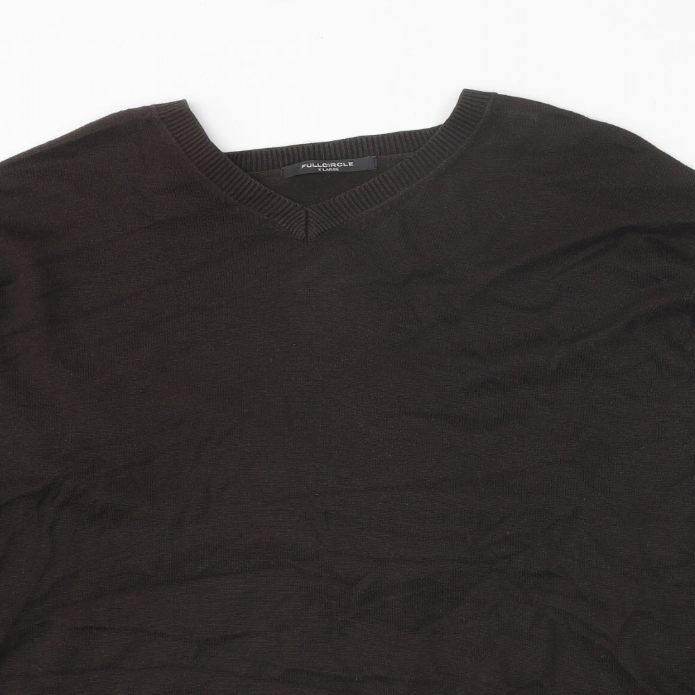 Full Circle Mens Brown V-Neck Cotton Pullover Jumper Size XL