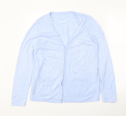Womens UK Size 12 Preworn Blue Cardigan Jumper