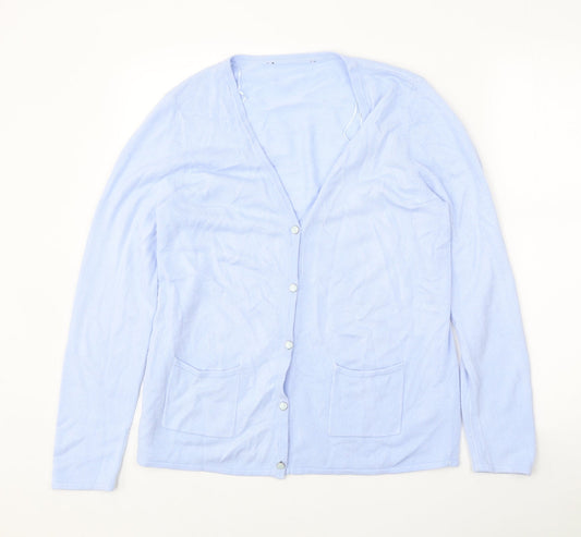 Womens UK Size 12 Preworn Blue Cardigan Jumper