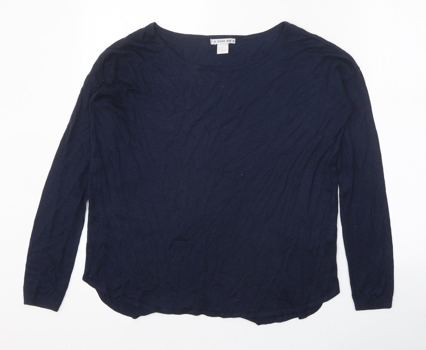 T.R. Pern Womens Blue Boat Neck Acrylic Pullover Jumper Size XS