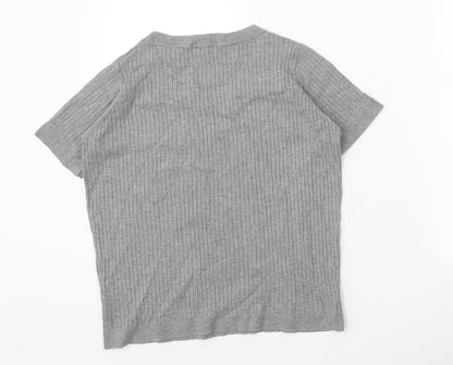 TU Womens Grey Round Neck Viscose Pullover Jumper Size 12