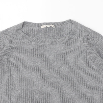 TU Womens Grey Round Neck Viscose Pullover Jumper Size 12