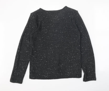 Classic Womens Grey V-Neck Acrylic Pullover Jumper Size 12