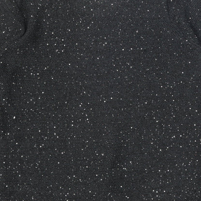 Classic Womens Grey V-Neck Acrylic Pullover Jumper Size 12