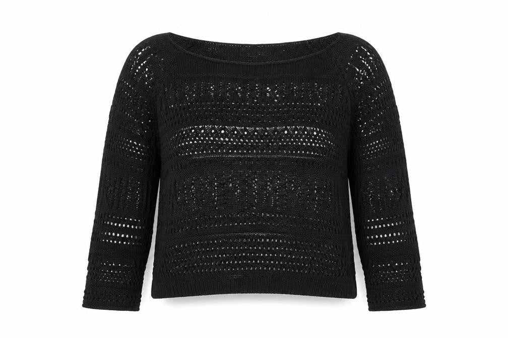 Sparkle & Fade Womens Black Boat Neck Acrylic Pullover Jumper Size M