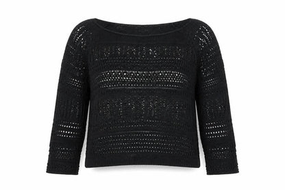 Sparkle & Fade Womens Black Boat Neck Acrylic Pullover Jumper Size M