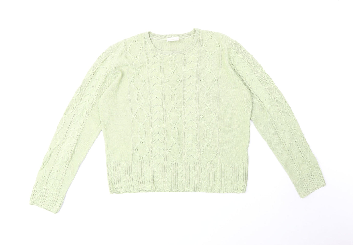 Country Casuals Womens Green Round Neck Acrylic Pullover Jumper Size M