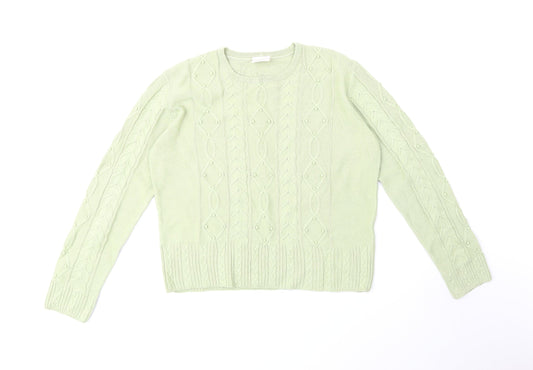 Country Casuals Womens Green Round Neck Acrylic Pullover Jumper Size M