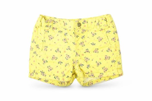 Max Girls Yellow Floral 100% Cotton Cropped Jeans Size 18-24 Months Button
