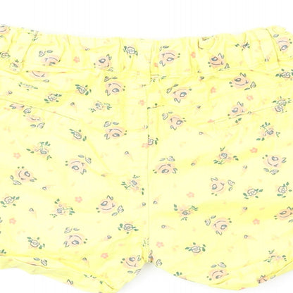Max Girls Yellow Floral 100% Cotton Cropped Jeans Size 18-24 Months Button
