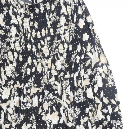 H&M Womens Black Geometric Polyester A-Line Size L Round Neck Pullover