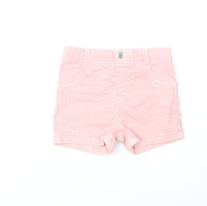 Marks and Spencer Girls Pink Cotton Cropped Jeans Size 9-12 Months Button