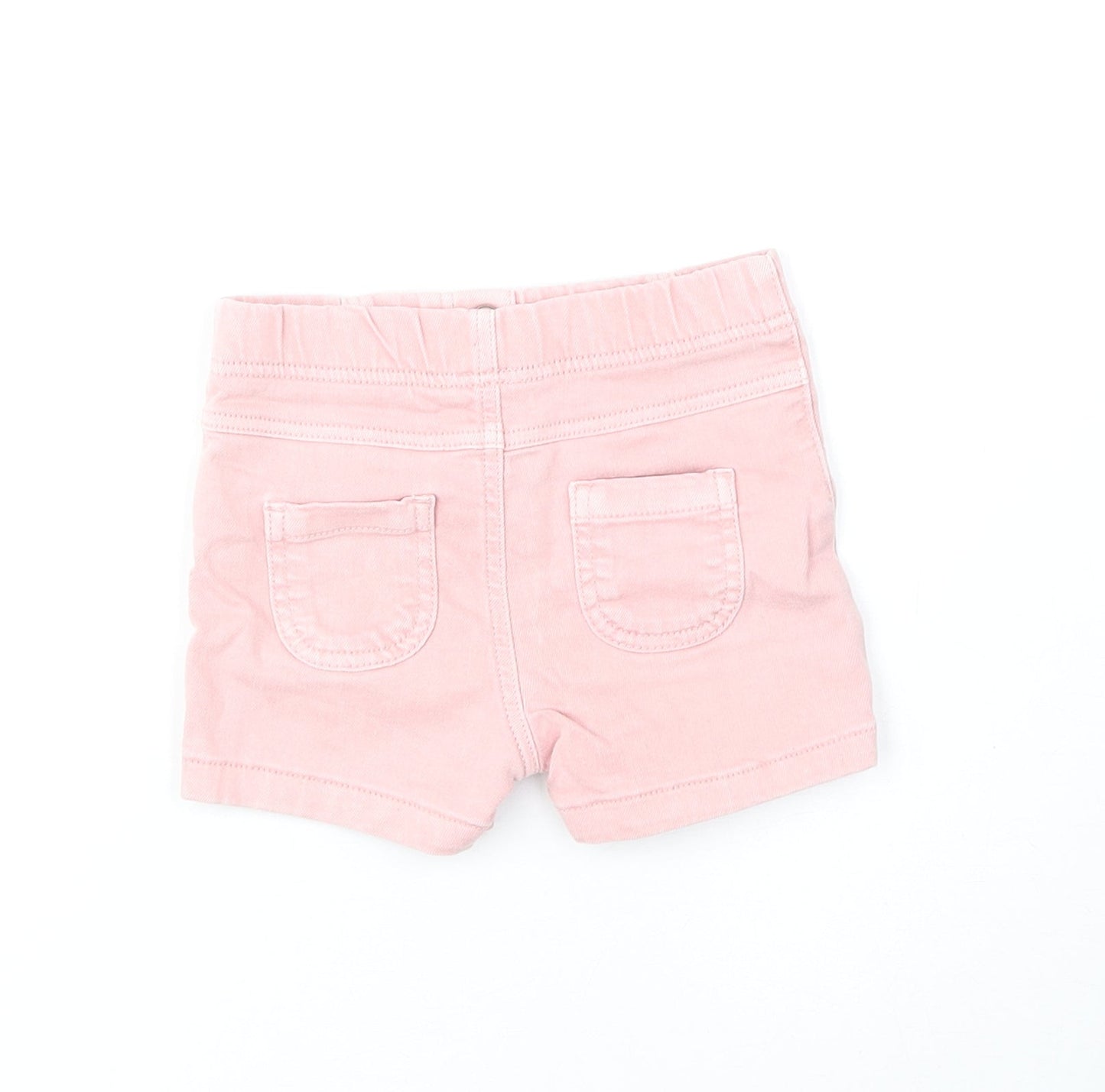 Marks and Spencer Girls Pink Cotton Cropped Jeans Size 9-12 Months Button