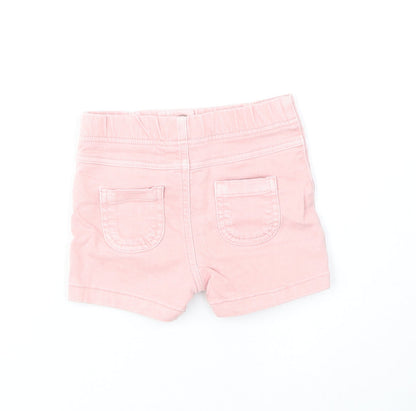Marks and Spencer Girls Pink Cotton Cropped Jeans Size 9-12 Months Button