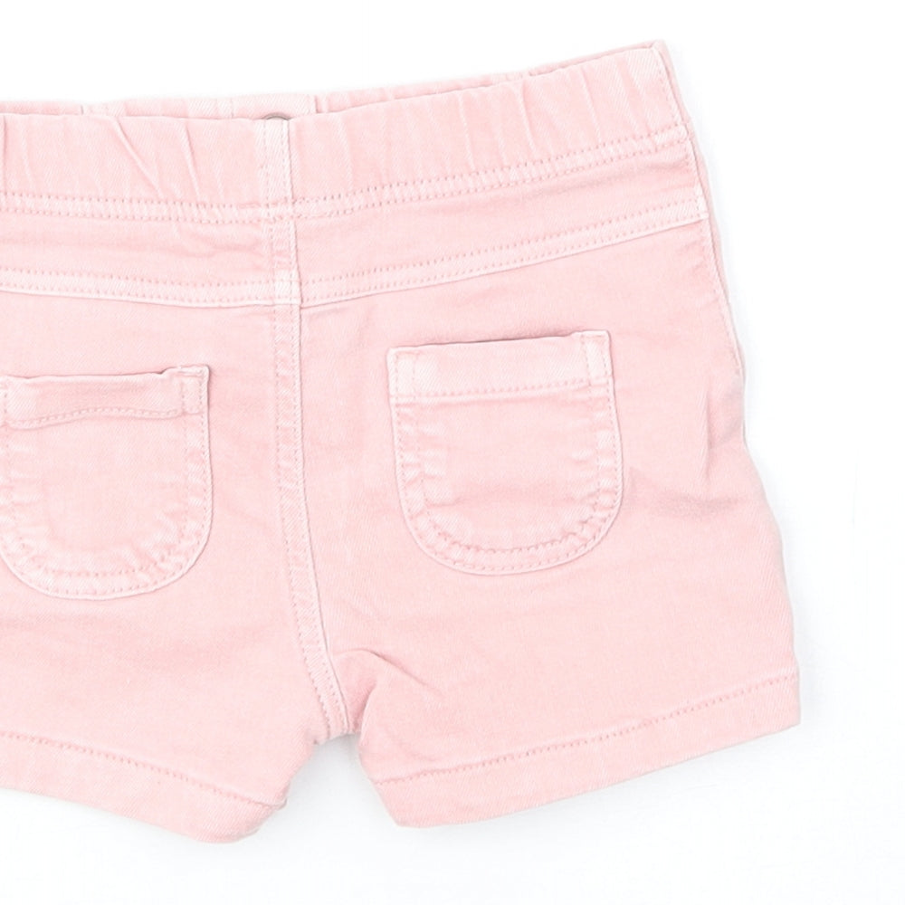 Marks and Spencer Girls Pink Cotton Cropped Jeans Size 9-12 Months Button