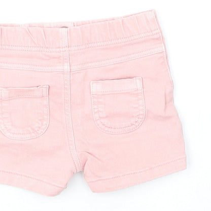 Marks and Spencer Girls Pink Cotton Cropped Jeans Size 9-12 Months Button