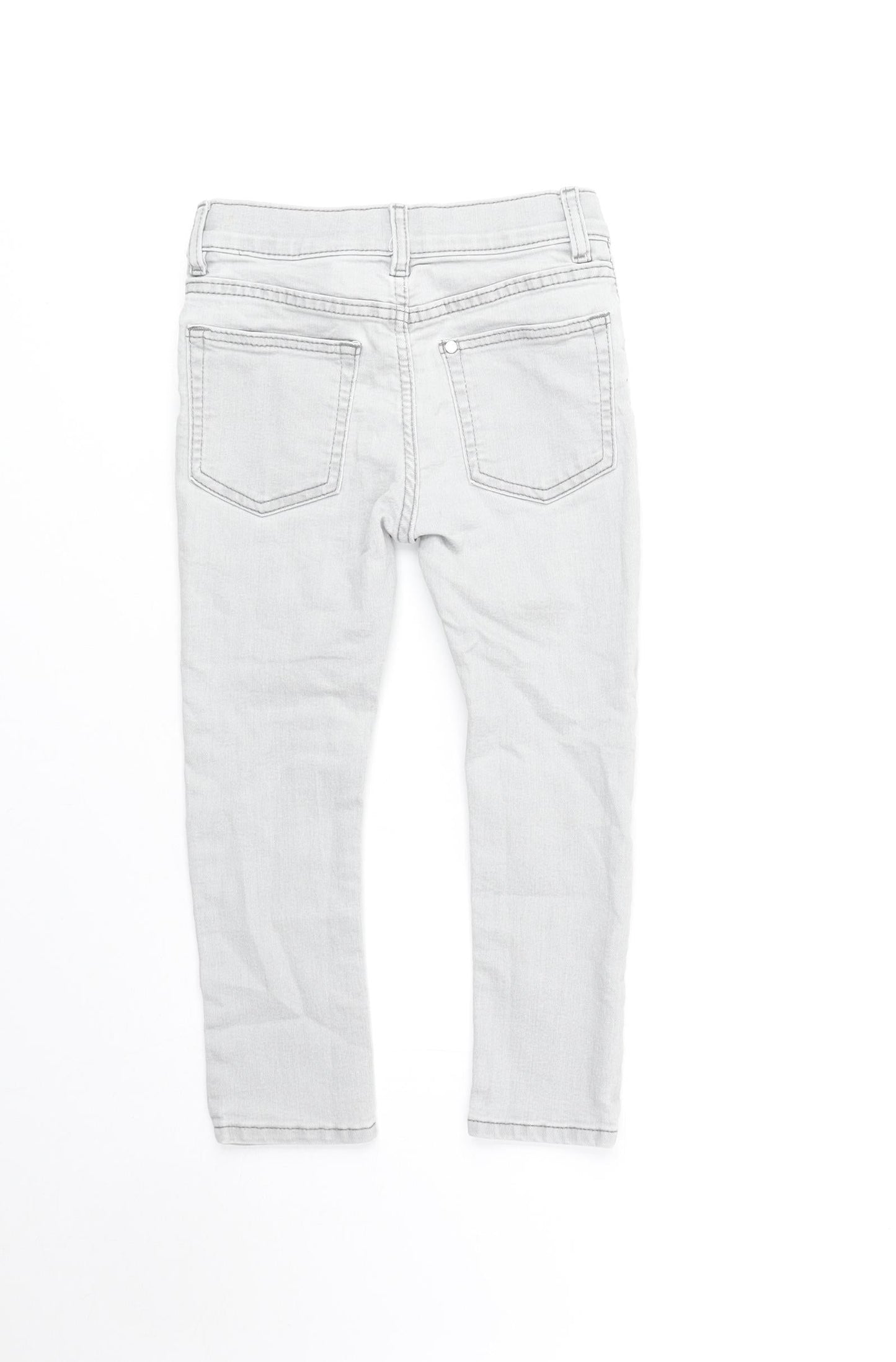 Preworn Girls Grey Cotton Skinny Jeans Size 3-4 Years Regular Zip