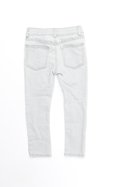 Preworn Girls Grey Cotton Skinny Jeans Size 3-4 Years Regular Zip