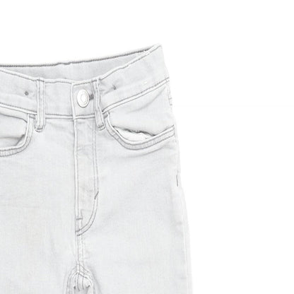Preworn Girls Grey Cotton Skinny Jeans Size 3-4 Years Regular Zip