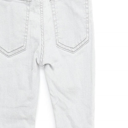 Preworn Girls Grey Cotton Skinny Jeans Size 3-4 Years Regular Zip